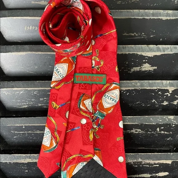 TABASCO Men’s Tabasco Bottle Golf Bag 100% Silk Novelty Neck Tie - Picture 7 of 7